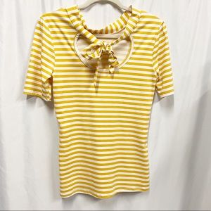 Piphany Yara Yellow/White Stripe Short Sleeve Top